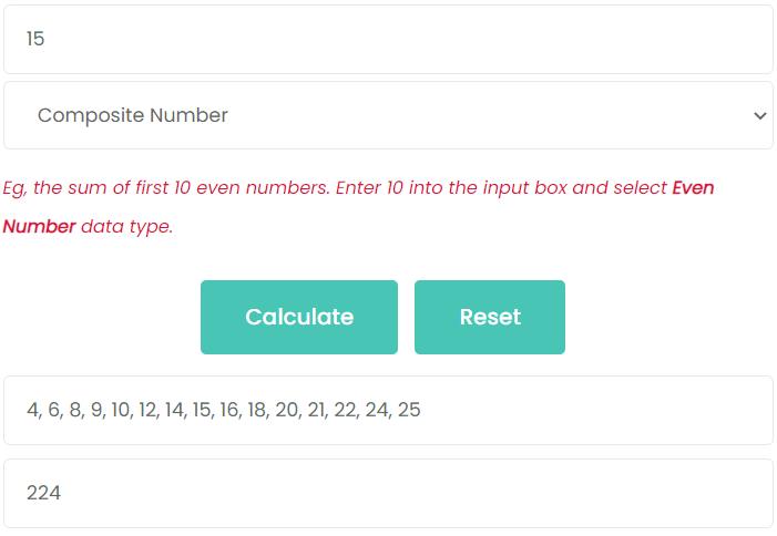 Sum of First N Numbers Calculator – Natural, Even, Odd, Prime ...